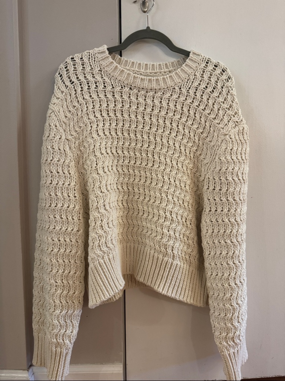 Inwear Cream Chunky Knit Women's Sweater - Classic Cable Crewneck